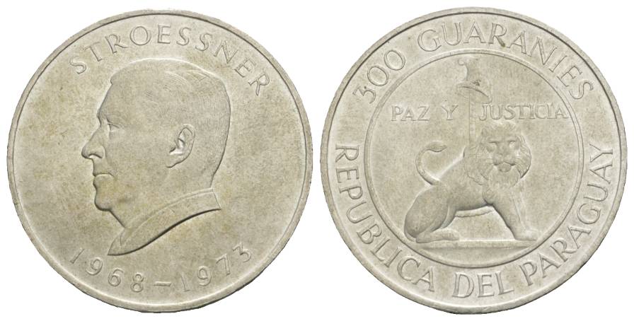  Paraguay 300 Guaranies 1968 Stroessner (1968 - 1973);  AG 26,81 g   