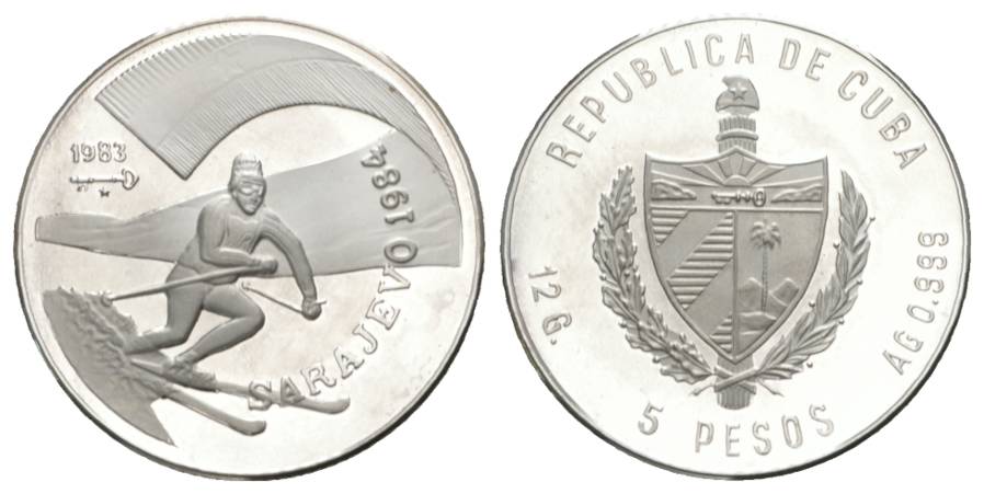  Olympische Spiele 1983 - 5 Pesos Cuba; PP, AG 12,06 g   