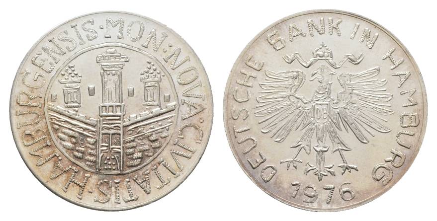  Hamburg, Medaille 1976; Ag 16,69g Ø 32mm   