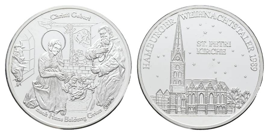  Hamburg, Medaille 1989; PP; Ag 14,78g Ø 35mm   