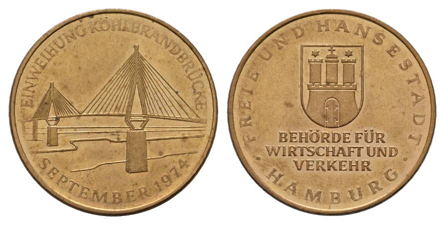  Behörde für Wirtschaft und Verkehr Hamburg, unedel Medaille 1974; 13,39 g Ø 34,5 mm   