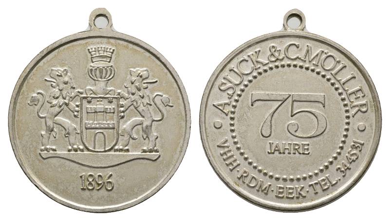  Hamburg, Medaille 1896; unedel 12,06 g, Ø 33,3 mm   