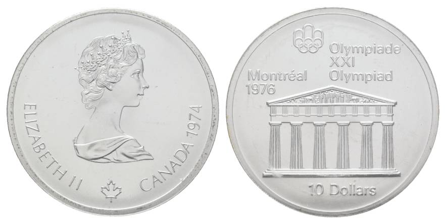 Canada, 10 Dollars 1976; AG mattiert, 48,6 g   