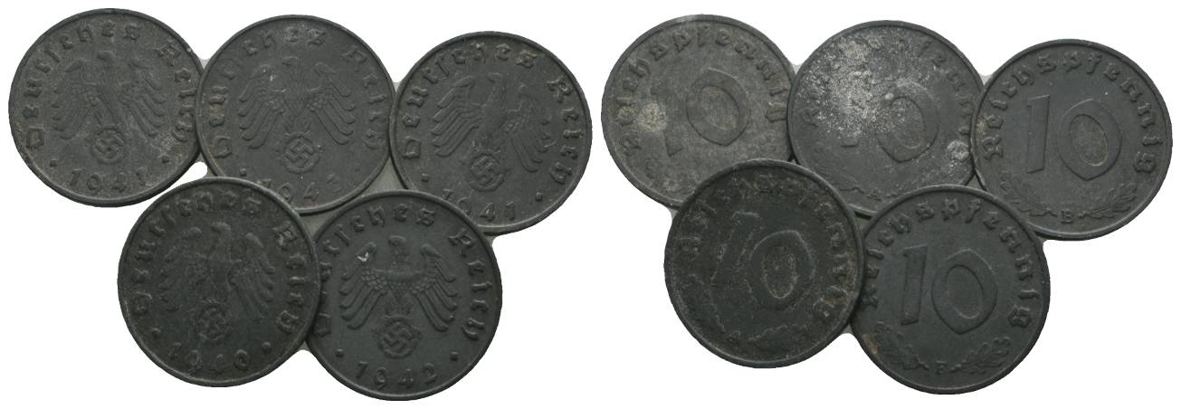  Drittes Reich, 5 Kleinmünzen   