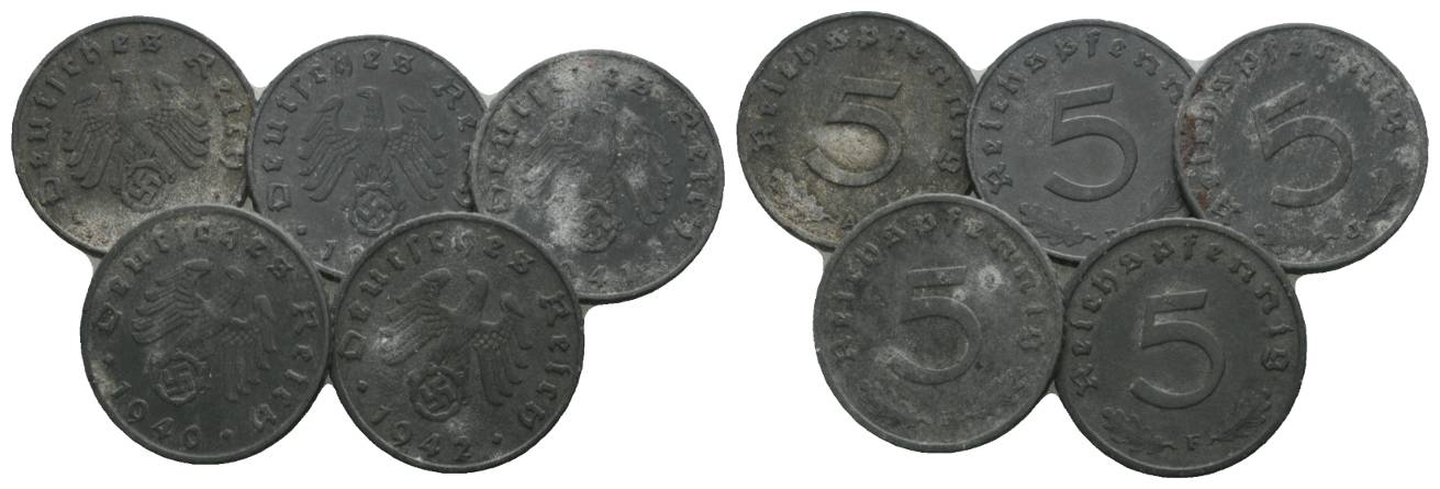  Drittes Reich, 5 Kleinmünzen   
