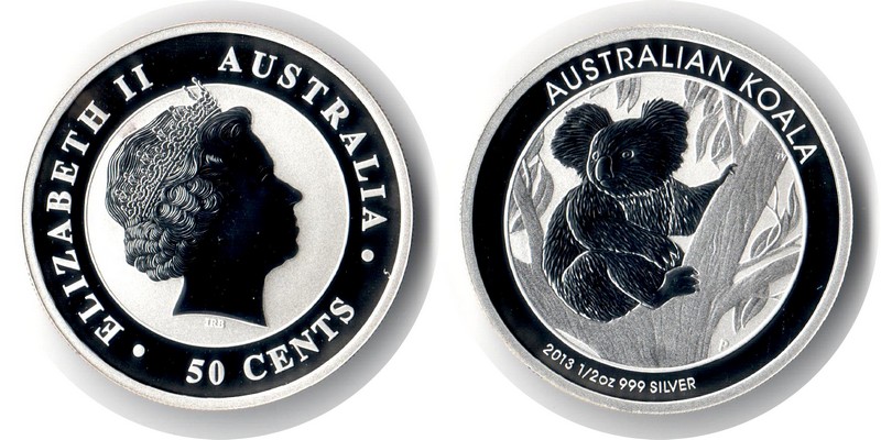  Australien  50 Cents (Koala) 2013  FM-Frankfurt Feingewicht: 15,55g Silber  PP   
