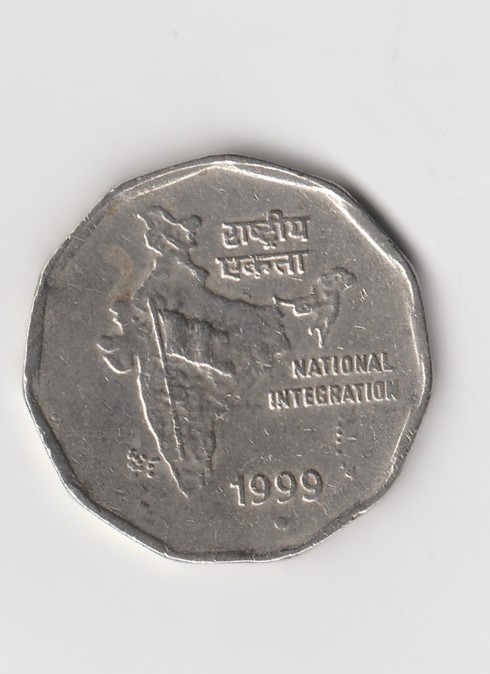  2 Rupees Indien 1999 mit Punkt unter der Jahreszahl  (K207574)   