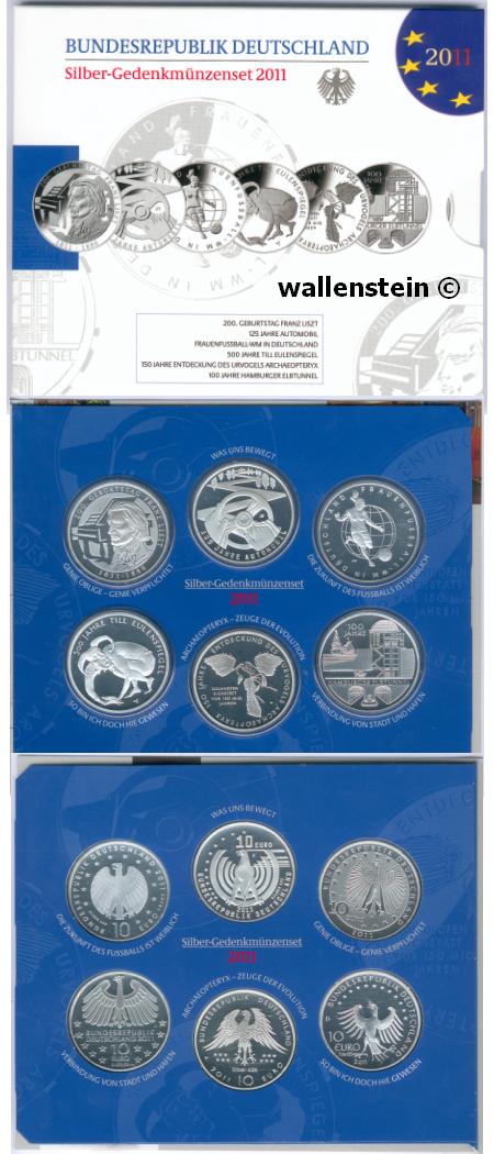 BRD 6er Set 6x 10 Euro 2011 im Bister (10570) UNC.