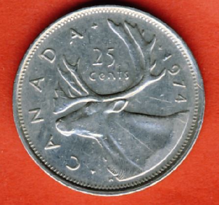  Kanada 25 Cents 1974   