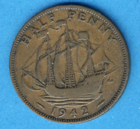  Großbritannien 1/2 Penny 1942   