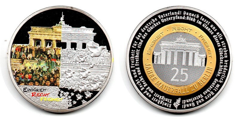  Deutschland, Medaille '25 Jahre Mauerfall Berlin' 2014   FM-Frankfurt Gewicht: 32g PP   