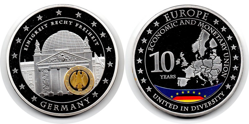  Deutschland Medaille 2011  10 Jahre Euromünzen Deutschland  FM-Frankfurt Gewicht: 54g PP   