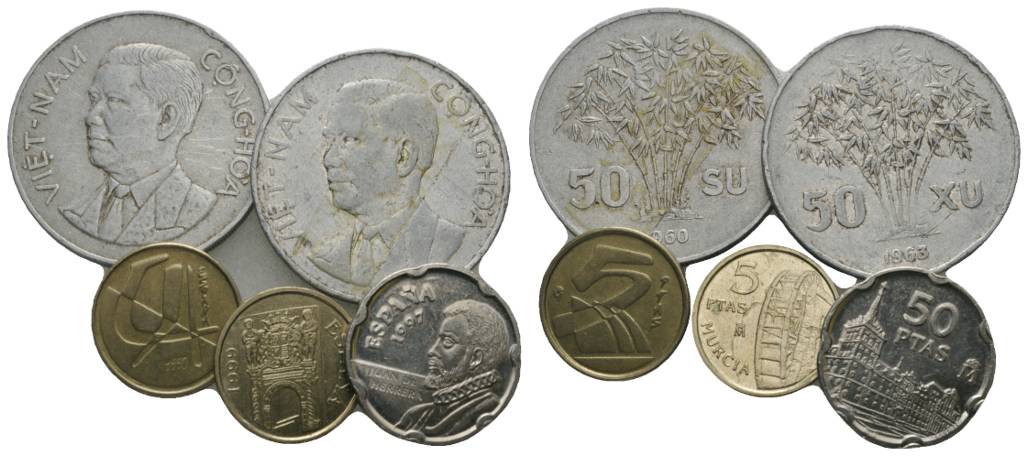  diverse Auslandsmünzen, 5 Stück   