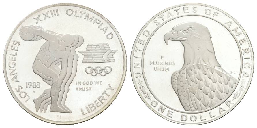  USA, 1 Dollar 1983 Olympische Spiele, PP, Ag   