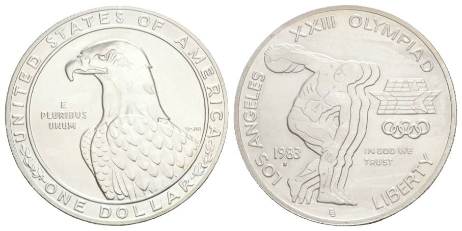  USA, 1 Dollar 1983 Olympische Spiele, Ag   