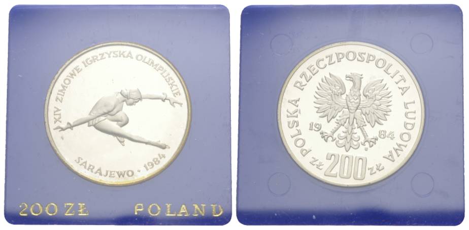  Polen, 200 Zloty 1984 Olympische Spiele, PP, Ag   