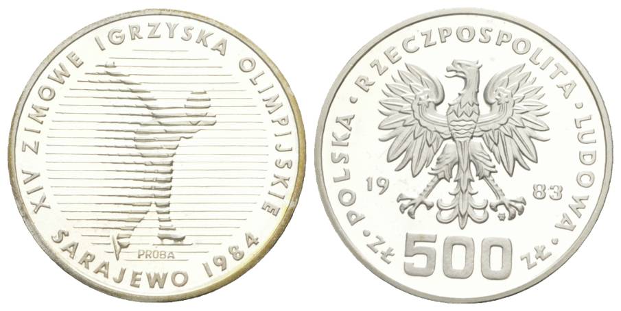  Polen, 500 Zloty 1983 Olympische Spiele, PP, Ag   