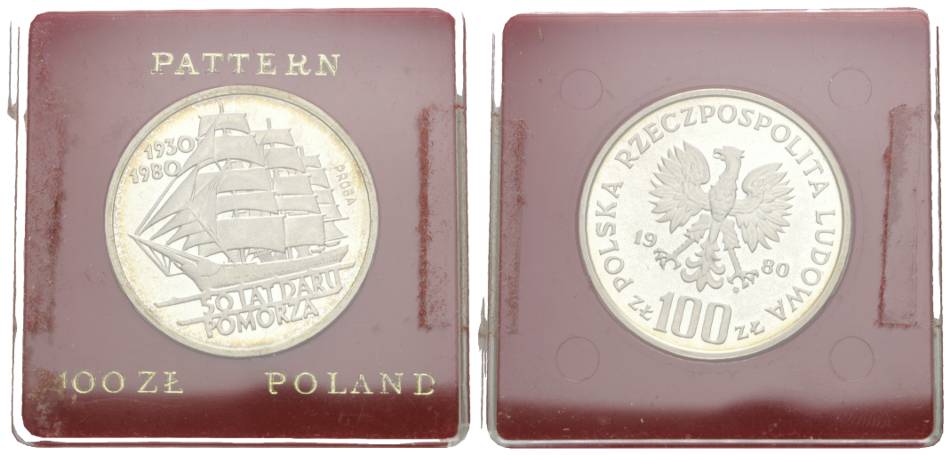  Polen, 100 Zloty 1980, Ag, Probe   