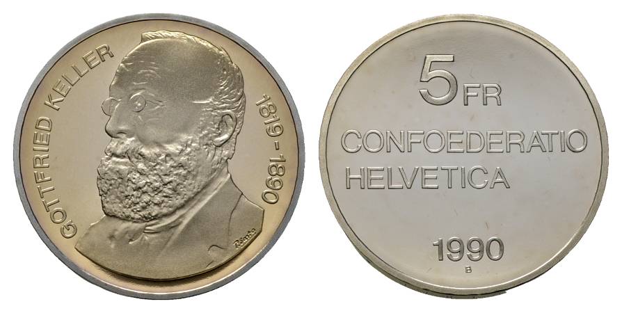  Schweiz, 5 Franken 1990, PP   