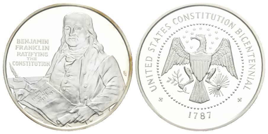  USA, Medaille 1987, PP, Ag, 23,62 g, Ø 38,6 mm   