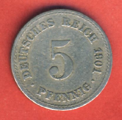  Kaiserreich 5 Pfennig 1901 A   