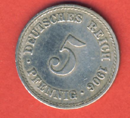  Kaiserreich 5 Pfennig 1906 A   