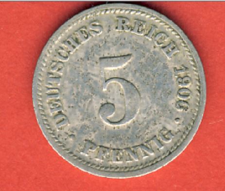  Kaiserreich 5 Pfennig 1906 D   