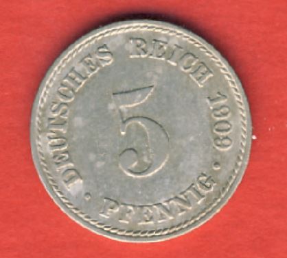  Kaiserreich 5 Pfennig 1909 A   
