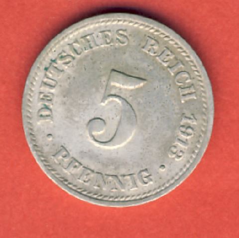  Kaiserreich 5 Pfennig 1913 D   