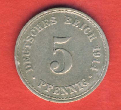  Kaiserreich 5 Pfennig 1914 A   