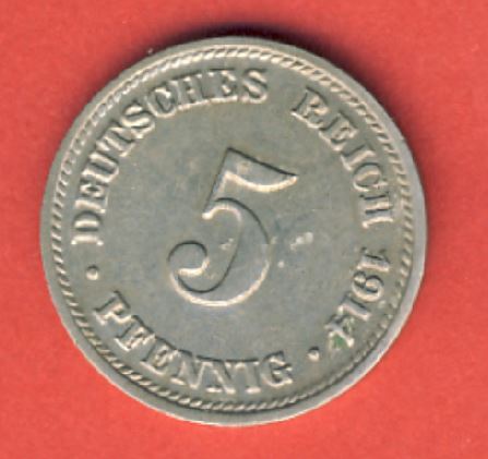  Kaiserreich 5 Pfennig 1914 D   