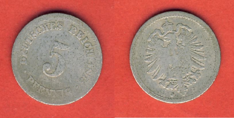  Kaiserreich 5 Pfennig 1875 J   