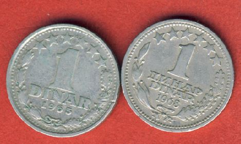  Jugoslawien 1 Dinar 1965 + 1968   