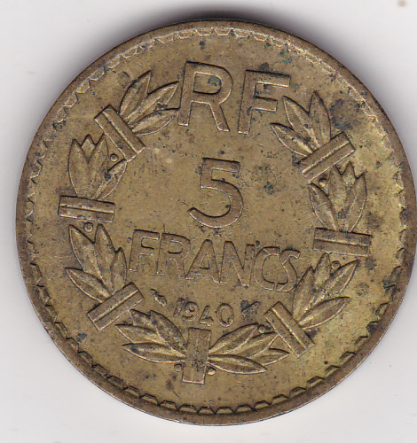  Frankreich, 5 Franc 1940   