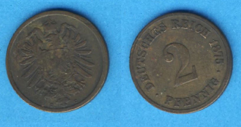  Kaiserreich 2 Pfennig 1875 C   