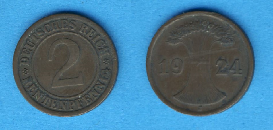  Weimarer Republik 2 Rentenpfennig 1924 J   