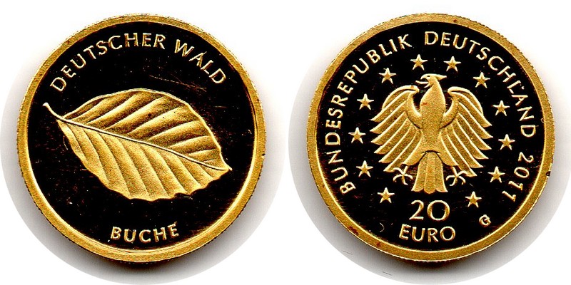 Deutschland MM-Frankfurt Feingewicht: 3,88g Gold 20 Euro Buche 2011 G pp/vz