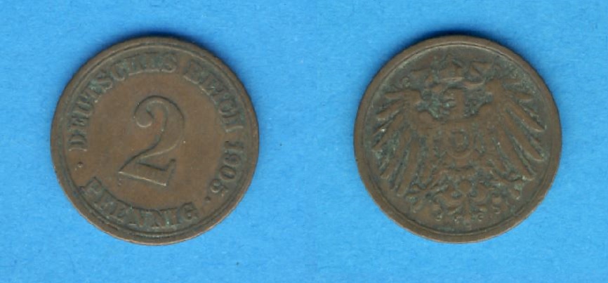  Kaiserreich 2 Pfennig 1905 A   