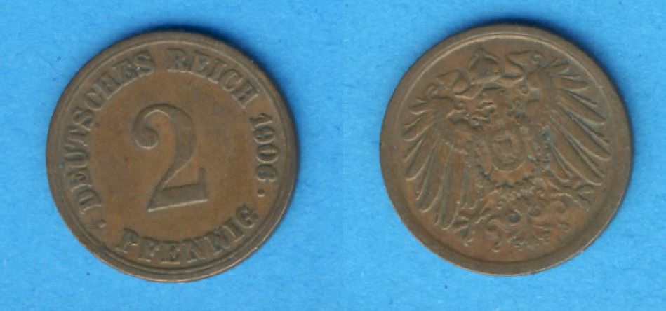  Kaiserreich 2 Pfennig 1906 A   