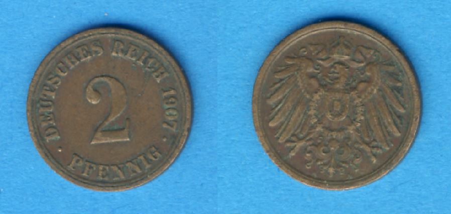  Kaiserreich 2 Pfennig 1907 A   