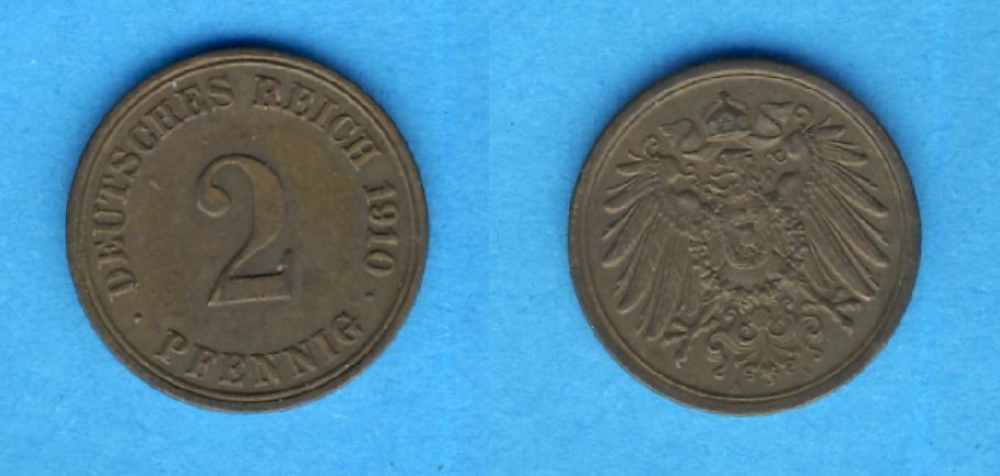  Kaiserreich 2 Pfennig 1910 A   