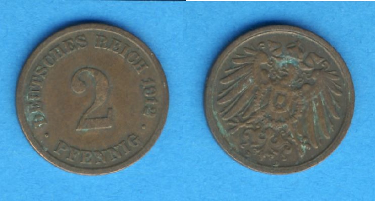  Kaiserreich 2 Pfennig 1912 D   