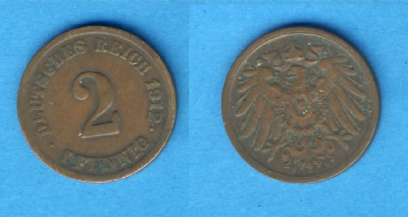  Kaiserreich 2 Pfennig 1912 F   