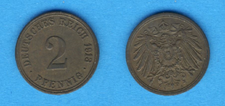  Kaiserreich 2 Pfennig 1913 A   