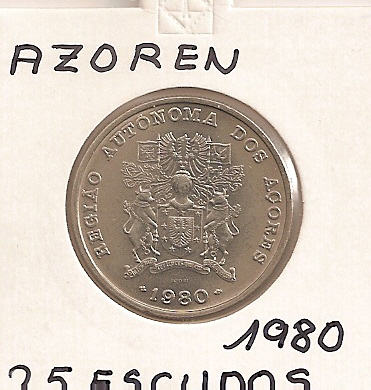 Azoren 25 Escudo 1980 KM # 43