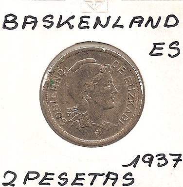  Spanien Baskenland 2 Pesetas 1937 KM # 2 Civil War Euzkadi   