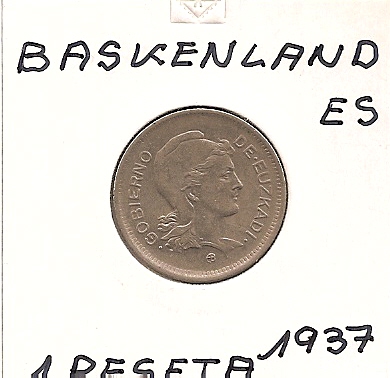  Spanien Baskenland 1 Peseta 1937 KM # 1 Civil War Euzkadi   