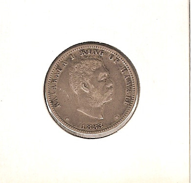 Hawaii 1/4 Dollar 1883 KM # 5 SELTEN Silber   