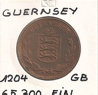Guernsey 8 Doubles 1937 KM # 14 seltenster Jahrgang Auflage nur 120.000