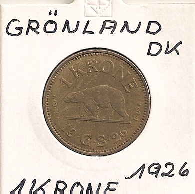  Grönland 1 Krone 1926 KM # 8   